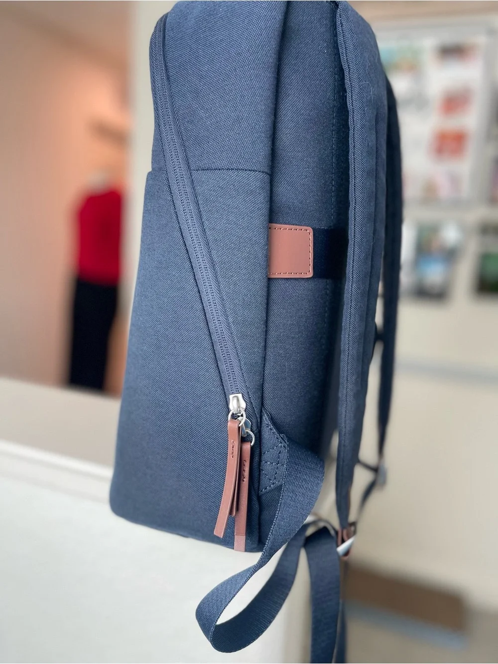 Samsonite Navy Backpack with Brown Trim Accents